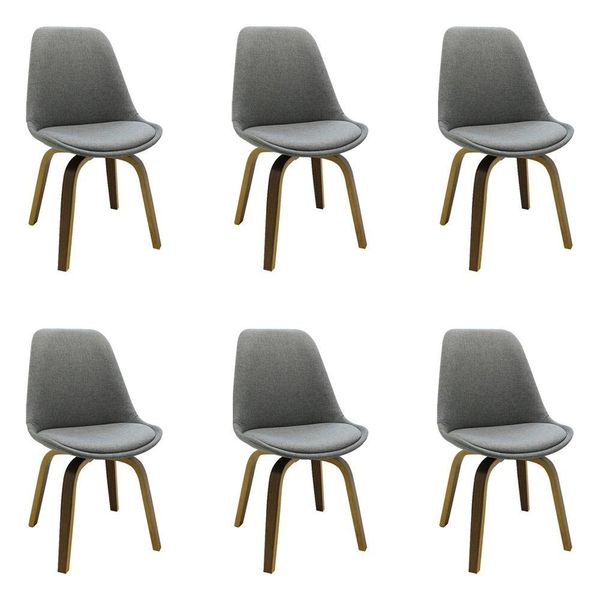 Kit 6 Cadeiras Decorativas Sala e Escritório SoftLine Linho Cinza - Gran Belo