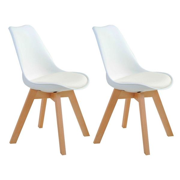 Kit 2 Cadeiras Decorativas Sala e Escritório SelfCare (PP) Branca- Gran Belo