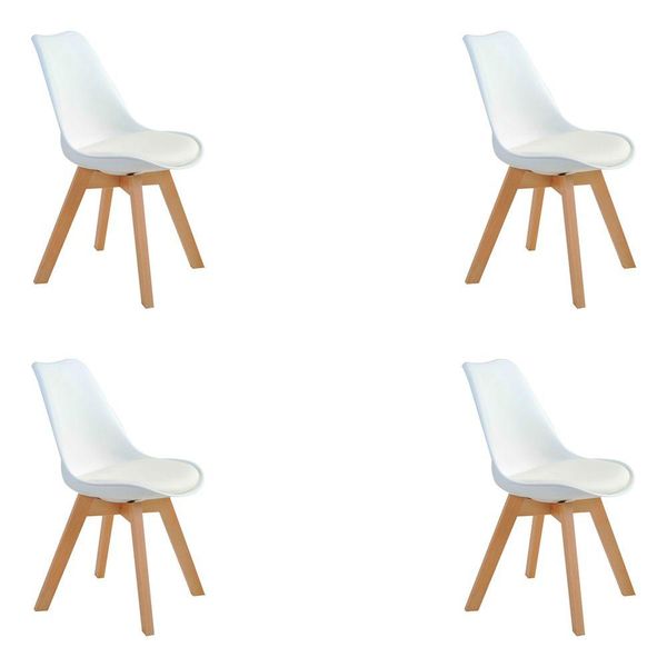 Kit 4 Cadeiras Decorativas Sala e Escritório SelfCare (PP) Branca- Gran Belo