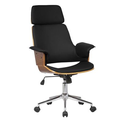 Cadeira de Escritório Home Office Decorativa Casemiro PU c/Regulagem de Altura Base Giratória Preto G56 - Gran Belo