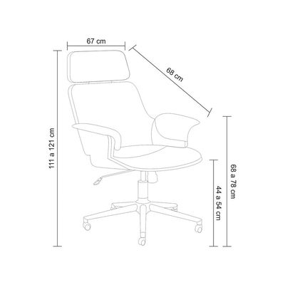 Cadeira de Escritório Home Office Decorativa Casemiro PU c/Regulagem de Altura Base Giratória Preto G56 - Gran Belo
