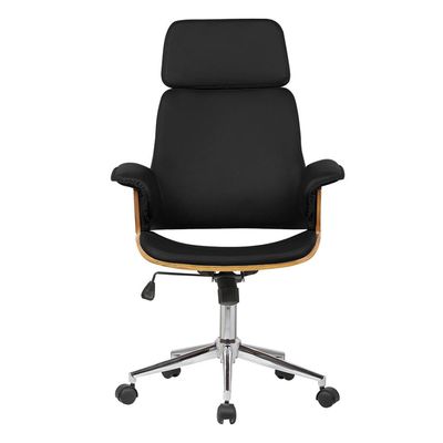 Cadeira de Escritório Home Office Decorativa Casemiro PU c/Regulagem de Altura Base Giratória Preto G56 - Gran Belo