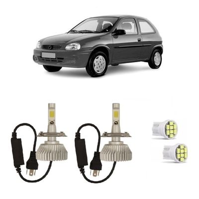 Kit Lâmpadas Super Led Farol Alto Baixo Corsa 1994 à 2001