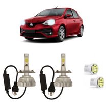 Kit Lâmpadas Super Led Farol Alto Baixo Etios 2013 à 2016