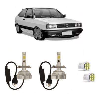 Kit Lâmpadas Super Led Farol Alto Baixo Gol Quadrado 87 à 94