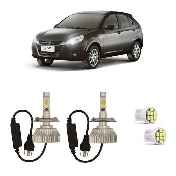 Kit Lâmpadas Super Led Farol Alto Baixo JAC J3 2010 à 2015
