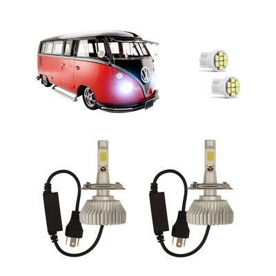 Kit Lâmpadas Super Led Farol Alto Baixo VW Kombi 1976 à 2014
