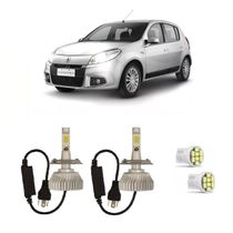 Kit Lâmpadas Super Led Farol Alto Baixo Sandero 2008 à 2013