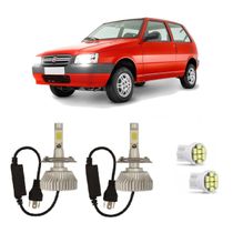 Kit Lâmpadas Super Led Farol Alto Baixo Fiat Uno 1984 à 2010