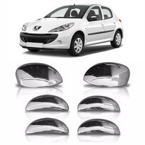 Kit Aplique Cromado Maçaneta Retrovisor Peugeot 206 207