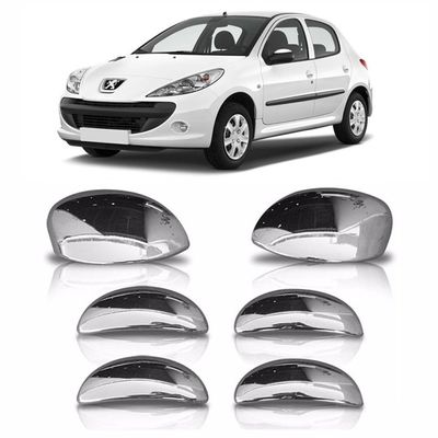 Kit Aplique Cromado Maçaneta Retrovisor Peugeot 206 207