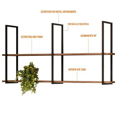 Prateleira Decorativa Industrial Multiuso 135cm Design D01 Demolição - Lyam Decor