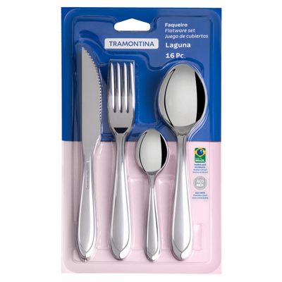 Kit 32 Peças Faqueiro Jogo de Talheres Inox Laguna Tramontina