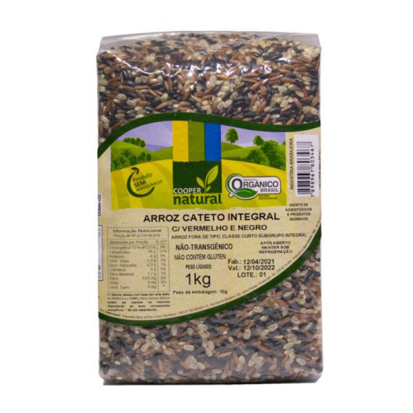 Arroz Cateto Integral Com Vermelho e Negro Orgânico Coopernatural 1kg Arroz Cateto Integral Com Vermelho e Negro Orgânico Coopernatural 1kg