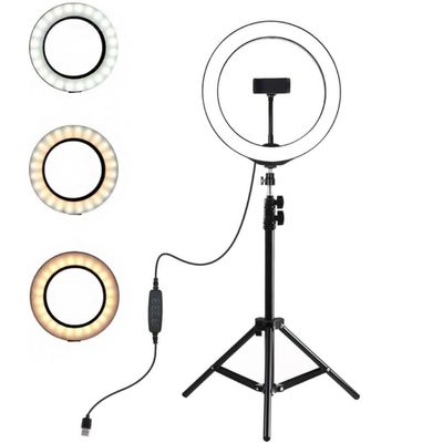 Ring Light Iluminador Led Usb 10 Polegadas 26Cm Com Suporte Tripé 2 Metros
