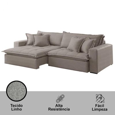 Sofá Zen Linho 02 Módulos 80 Cm B25 Meu Sofá Online A230 Linho Cinza