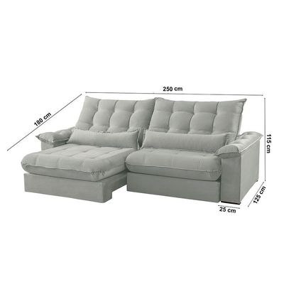 Sofá Classic Veludo 02 Módulos 100 Cm B25 Meu Sofá Online B026 Veludo Prata