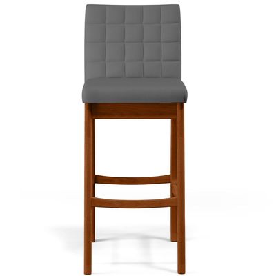 Kit 03 Banquetas Altas Para Cozinha Sala de Jantar Fixa Mila B04 Suede Cinza - Lyam Decor
