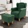 Poltrona De Amamentação Yara P02 Com Puff Paris L02 Facto Verde Musgo - Lyam Decor