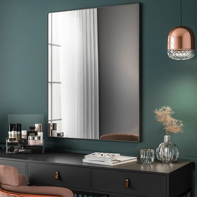 Espelho Decorativo Retangular com Moldura Aço Preto D01 90x60 cm Ibiza  - Lyam Decor