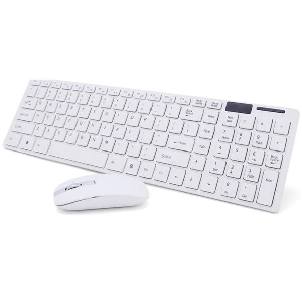 Kit Teclado E Mouse Sem Fio Wifi Usb 1600dpi 2.4ghz Slim Pc Branco