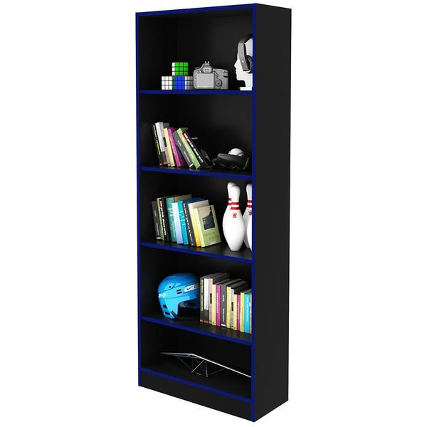 Armário Prateleiras para Escritório Home Office Gamer ME4141 MDP Preto/Azul - Gran Belo