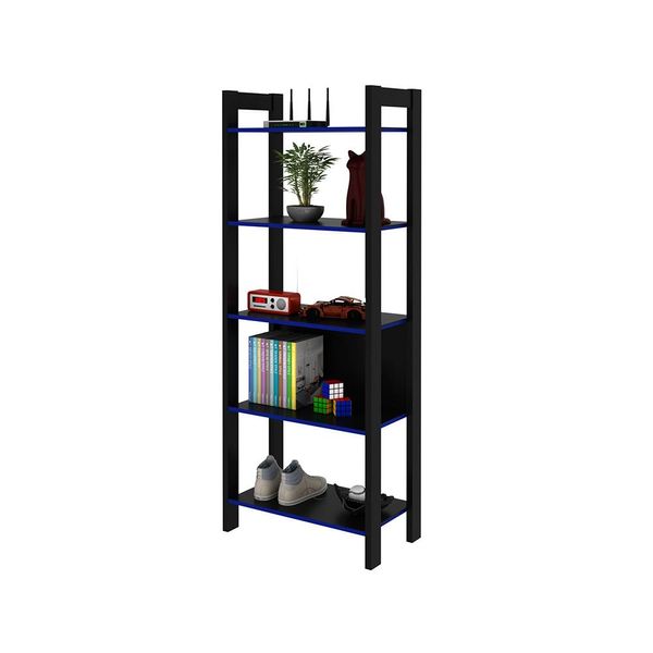 Estante para Escritório Home Office Gamer ME4166 MDP Preto/Azul - Gran Belo