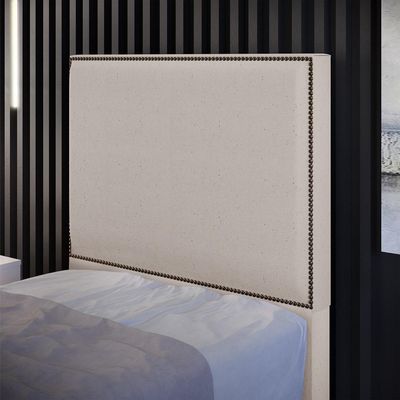 Cabeceira Cama Box Solteiro Com Tachas 100 cm Vicenza L02 Linho Bege - Lyam Decor