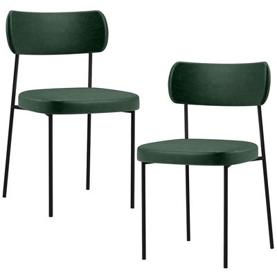 Kit 02 Cadeiras Decorativas Estofada Para Sala Jantar Melina F01 Couríssimo Verde Musgo - Lyam Decor