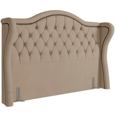 Cabeceira Cama Box Casal 140 cm P05 Lisboa Veludo Bege - Lyam Decor