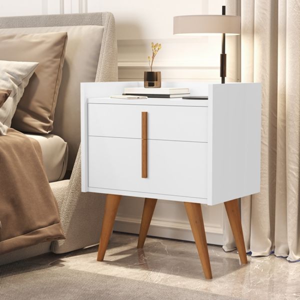 Mesa de Cabeceira Denise 1 Gaveta 1 Porta Pés Palito Branco