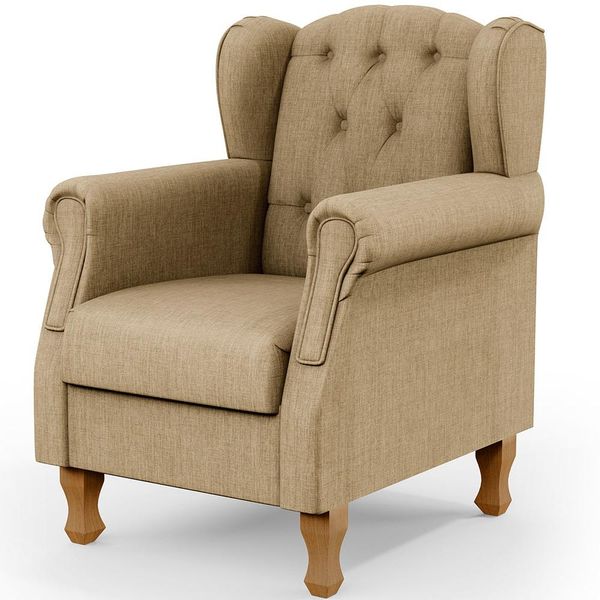 Poltrona Decorativa Para Sala De Estar Yara P02 Linho Bege Escuro - Lyam Decor