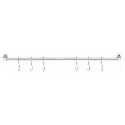 Barra Organizador de Parede Cromada 71cm 6 Ganchos Organização Cozinha Suspensa