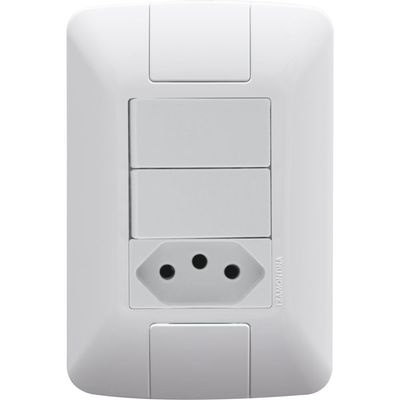 Conjunto 4x2 com 2 Interruptores Paralelos 6 A 250 V e 1 Tomada 2P+T 20 A 250 V Tramontina Aria Branco