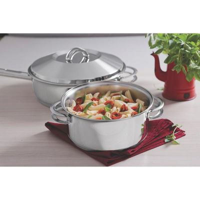 Caçarola Tramontina Rasa Solar em Aço Inox Fundo Triplo com Tampa e Alças 16 cm 1,4 L