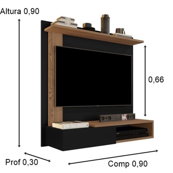 Painel Giovani Até 32 Polegadas Preto / Freijó - Comprar Moveis em Casa Painel Giovani Até 32 Polegadas Preto / Freijó - Comprar Moveis em Casa