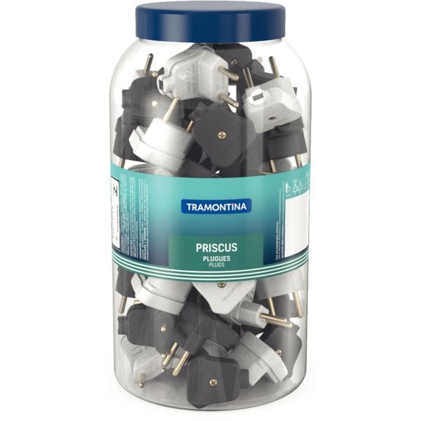 Plugues angular 2P 10A 250V~ cores preto e branco - embalagem em pote grande Plugues angular 2P 10A 250V~ cores preto e branco - embalagem em pote grande