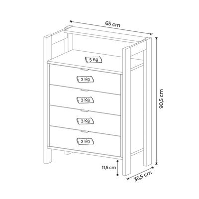 Gaveteiro Armário para Escritório Home Office AZ1012 MDP Branco/Nogal - Gran Belo