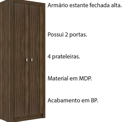 Armário Estante Alto para Escritório Home Office ME4105 MDP Nogal  - Gran Belo
