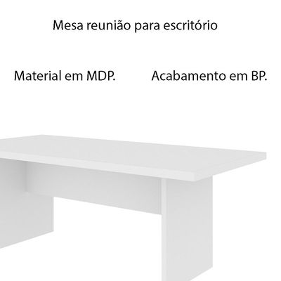 Mesa de Reunião para Escritório Home Office ME4119 MDP Rustico Branco - Gran Belo