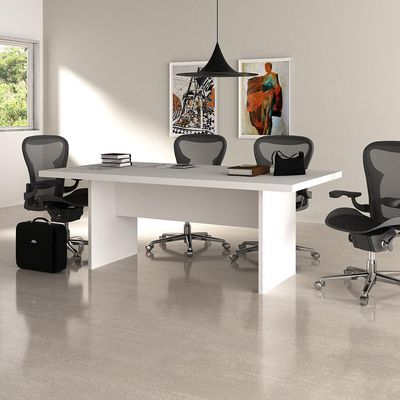 Mesa de Reunião para Escritório Home Office ME4119 MDP Rustico Branco - Gran Belo
