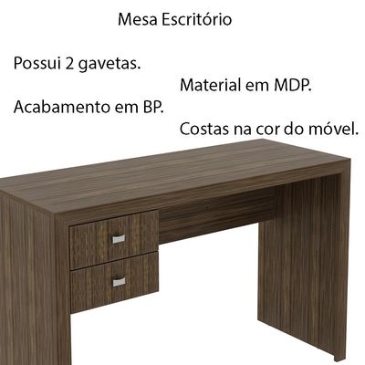 Mesa com 2 Gavetas para Escritório Home Office ME4123 MDP Nogal - Gran Belo