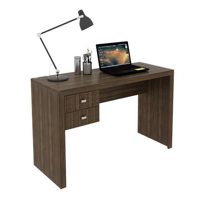 Mesa com 2 Gavetas para Escritório Home Office ME4123 MDP Nogal - Gran Belo