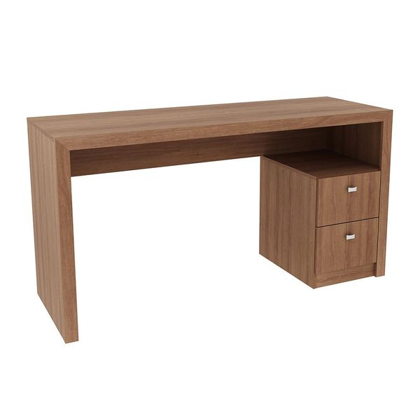 Mesa com 2 Gavetas para Escritório Home Office ME4130 MDP Amendoa - Gran Belo