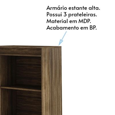 Armário Alto para Escritório Home Office ME4150 MDP Nogal - Gran Belo