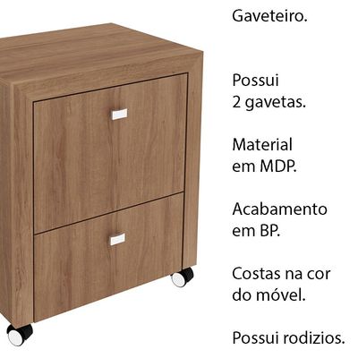 Gaveteiro para Escritório Home Office ME4112 MDP Amendoa - Gran Belo