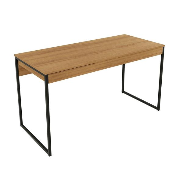 Mesa para Escritório Home Office ME4156 MDP Amendoa/Preto - Gran Belo