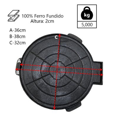Tampa Tampão de Chão Passagem Articulado Ferro Fundido 32cm