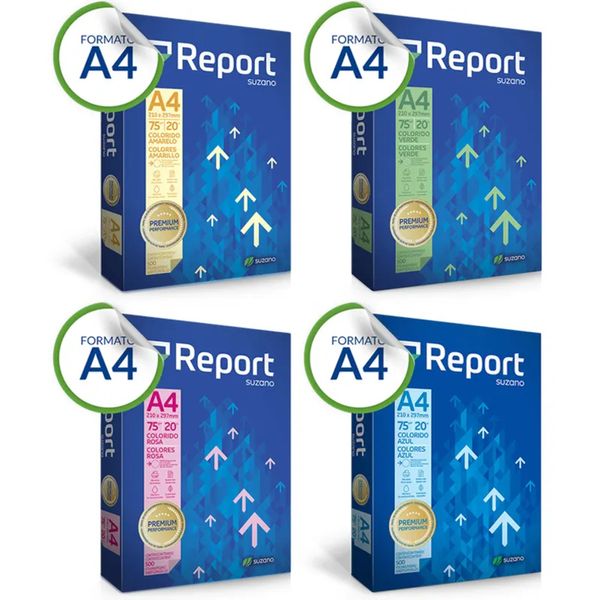 PAPEL A4 75G 500FLS AMARELO REPORT