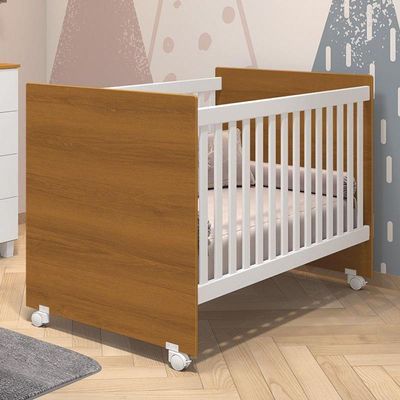 Berço Mel Branco/savana Com Colchão Baby Physical - Reller Móveis Branco/savana